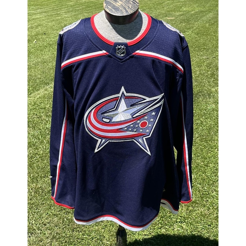 Columbus Blue Jackets Jersey Mens 56 NHL Hockey Climalite Fight Strap Adidas
